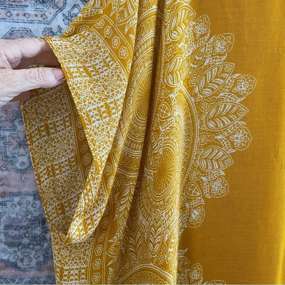 BOHO Print Mustard Kimono Topper OS